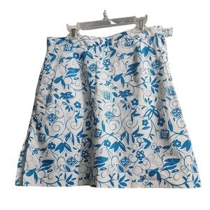 AW Golf by Allyson Whitmore Blue Floral Print A-Line Skirt Size 8‎